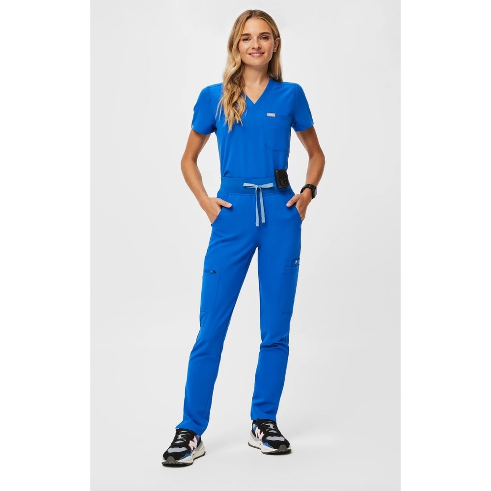 FIGS Women's Catarina One-Pocket Scrub Top In Royal Blue Size S